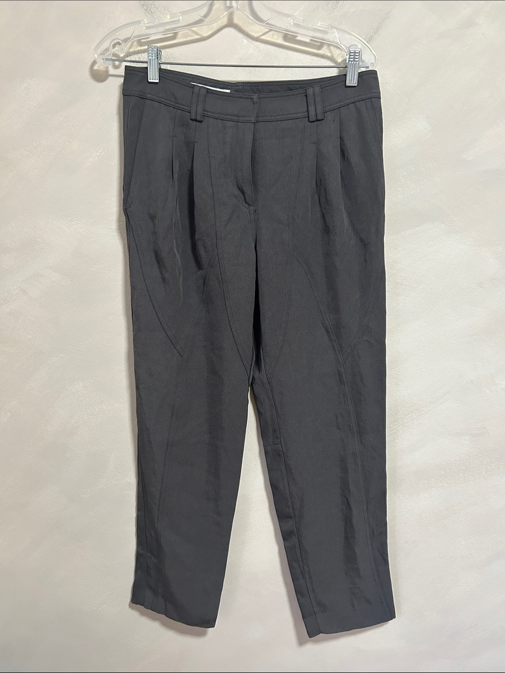Judith & Charles Grey Silky Triacetate Barrel Leg Pant sz 6 small